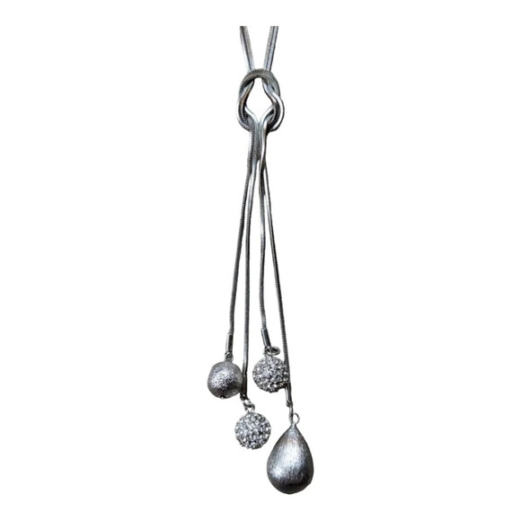 Multi Pendant Style Necklace  Silver Adjustable - Picture 1 of 4